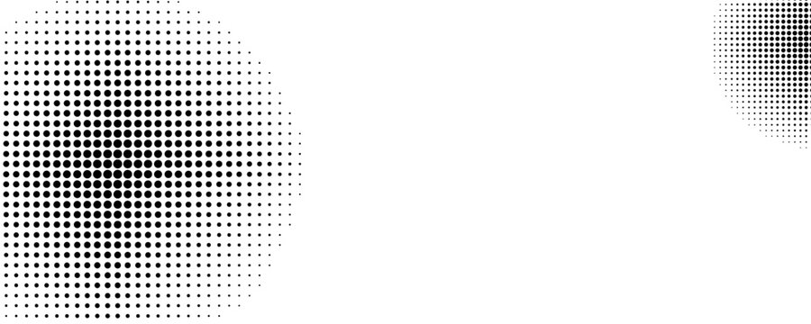 Halftone background. Monochrome abstract dotted gradient backdrop. Radial circles. Raster illustration