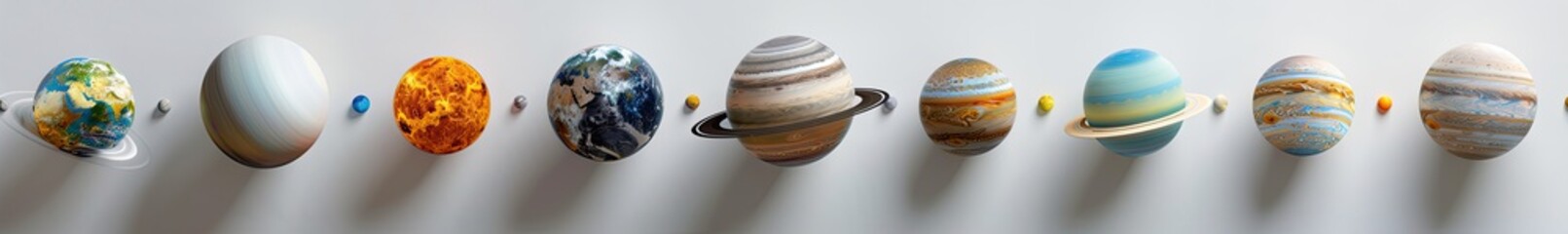 Obraz premium Solar system model showing planets on a white background, used for education