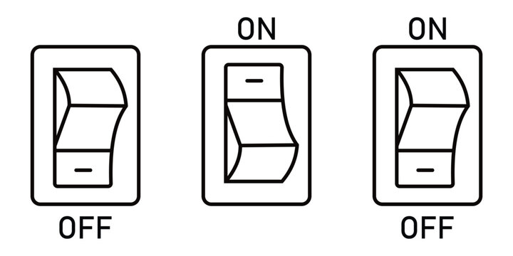 Light switch on off icon set in line art vector.