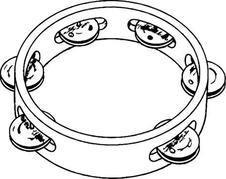 Classic musical tambourine with metal jingles