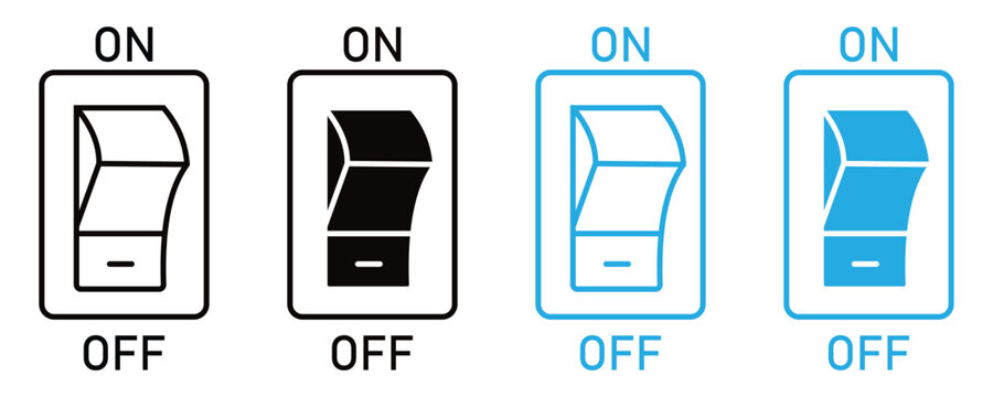 Light switch on off icon set in line art vector.