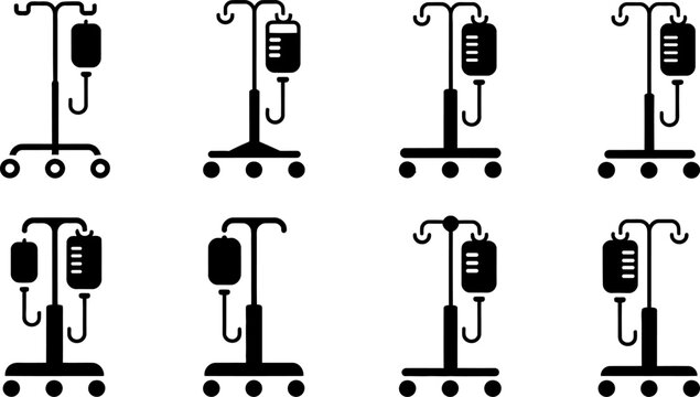 Iv drip vector icon design. set of medical equipment for hospital and clinic, health care, and fluid therapy services concept.