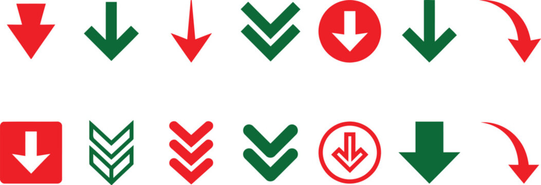 Red and Green Down Arrow Icon Set