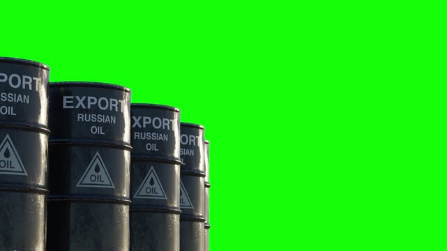 Professional Russian oil export animation for finance, trading and geopolitical media compositions. Chroma key loop asset, part of series. Beautiful 3d Animation 4k, 3840x2160