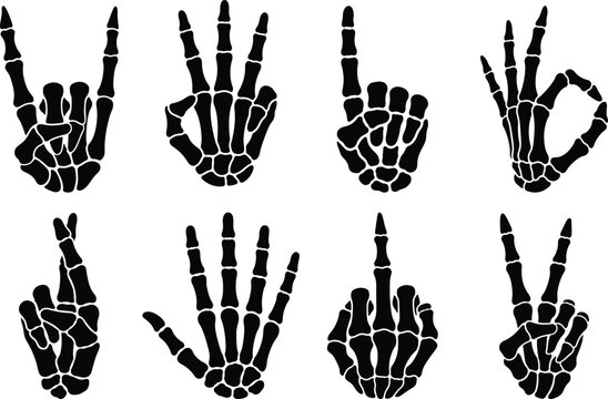 Set of skeleton hand gestures vector illustration