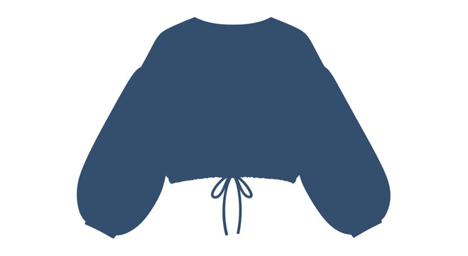 Blue cropped sweatshirt with balloon sleeves and drawstring detail