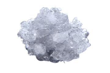 Fototapeta premium Large irregular hailstones forming during a severe hailstorm, showing frozen layers and ice droplets on a transparent background.