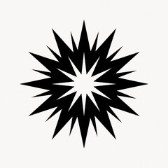 Fototapeta premium Black starburst shape with sharp, pointed edges on a white background.