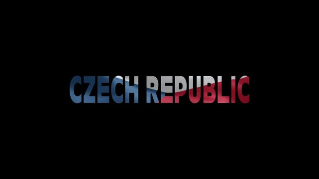 Neon Sign of Czech Republic Country Name on Black Background Minimalist Design