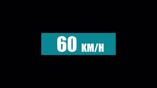 120 Digital speed indicator animation showing kilometers per hour for driving dashboard, racing HUD, transport graphic and vehicle display