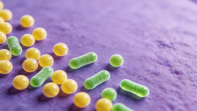 Microscopic view of bacteria and spores