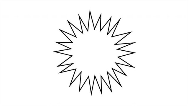 Explosion Bubble Doodle Outline Animation, Loopable Hand Drawn Line Burst, Comic Pop Art Element, Starburst Shape, Dynamic Energy Flash, Speech Bubble 4k video animation seamless loop