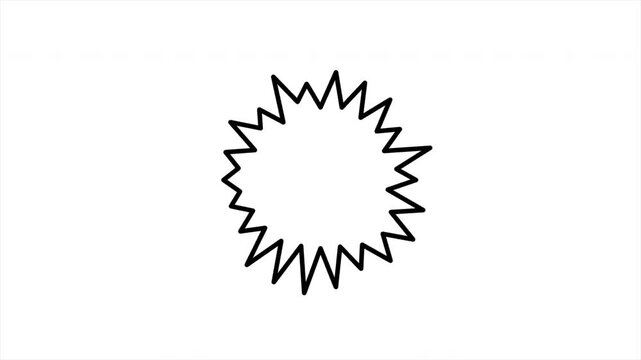 Explosion Bubble Doodle Outline, Comic Burst, Hand Drawn Line Animation, Loopable Cartoon Speech Bubble, Pop Art Element, Minimalist White Background 4k video animation seamless loop
