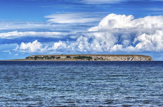 View from Gotland to the uninhabited island of Stora Karls&ouml;, Great Karls Island, Natura 2000 nature reserve, Baltic Sea, Gotland, Sweden