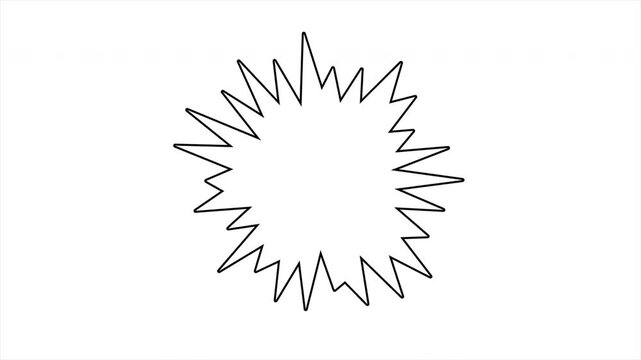 Explosion Bubble Doodle Outline Animation, Loopable Hand Drawn Comic Burst, Pop Art Starburst Sketch, Minimal Line Art Motion Graphic, Action Impact Element 4k video animation seamless loop