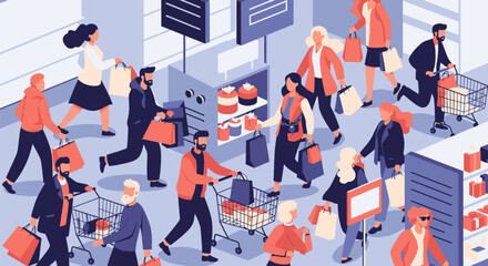 People Shopping in a Busy Store. © Surya
