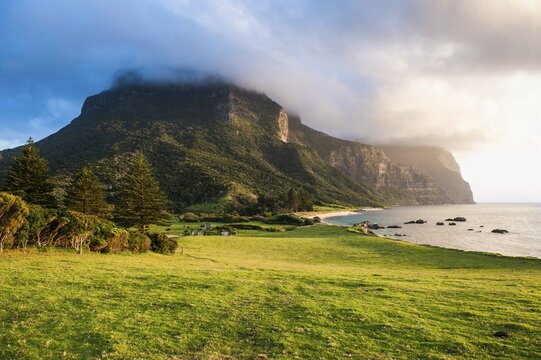 Mount Lidgbird and Mount Gower in the evening light, Lord Howe Island, New South Wales, Australia