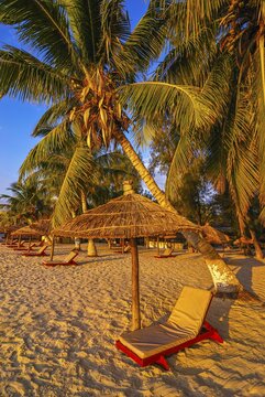 Sun lounger at the beach of Ifaty, Madagascar, Indian Ocean