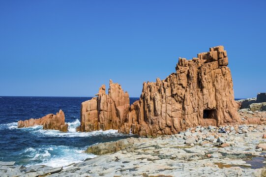 Rock formation on the beach of Rocce Rosse, Arbatax, Sardinia, Italy