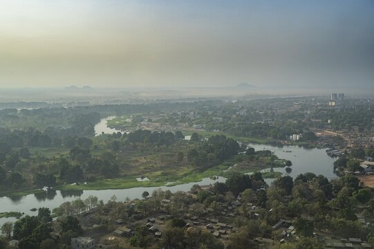 Aerial of the white Nile, Juba, South Sudan
