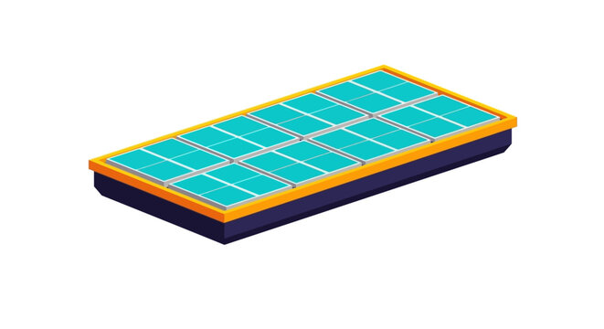 Modern rectangular device with colorful grid design layout.