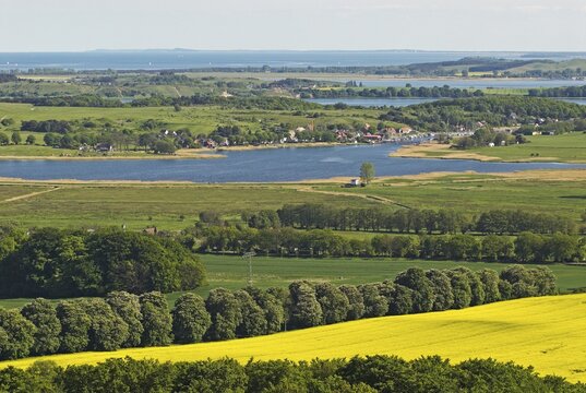 View from the Jagdschloss Granitz Castle towards the south of Ruegen Island, Mecklenburg-Western Pomerania, Germany, Europe