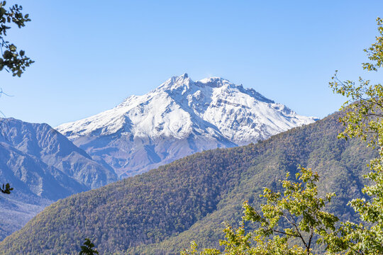 Maule Region, Chile - May 9, 2026: Volcano, Nevado de Longavi, seen from the La Balsa sector, Parral commune.