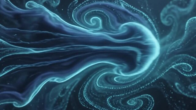 Abstract Ocean Waves in Deep Blue with Dynamic Flow and Swirling Motion