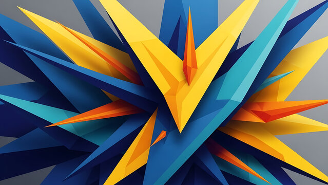 Artistic Geometric Background featuring Sharp Jagged Shapes and Dynamic Angular Patterns for Modern Graphic Design Projects with Vibrant Contrast and Edgy Aesthetic Elements