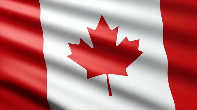 The national flag of canada features a prominent red maple leaf centered on a white background with two solid red vertical stripes on the sides