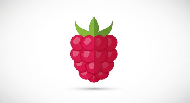 Vibrant Magenta Raspberry Graphic in a Clean, Minimalist Low-Poly Style.