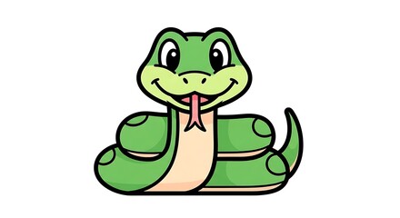 Fototapeta premium Cartoon snake with tongue out.