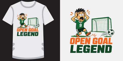 Obraz premium Soccer player missing open goal graphic illustration for funny apparel print artwork.