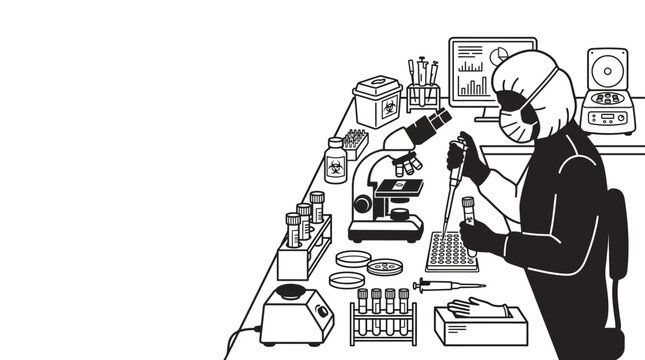 A scientist wearing protective gear performing experiments in a laboratory setting.