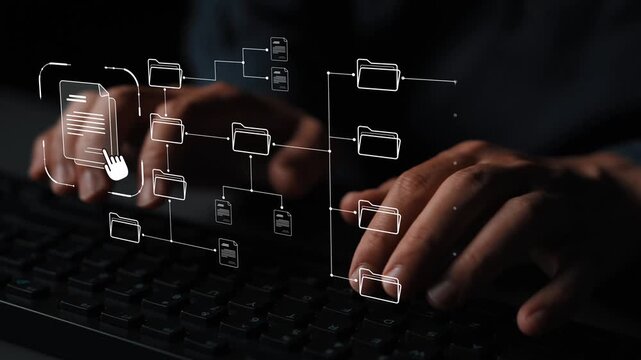 Digital file structure showing folder organization, file hierarchy, and document arrangement. File structure supports management, improves access, and file structure enhances clarity. Marrow