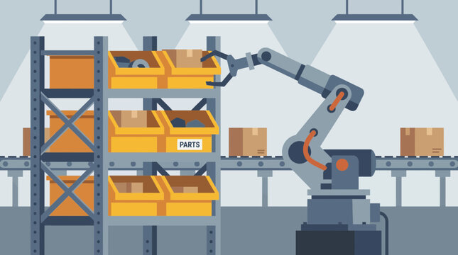 Automated Robotic Arm Picking Warehouse Bin