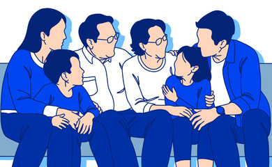 Obraz premium Illustration of a Family Conversation Full of Warmth Between Generations