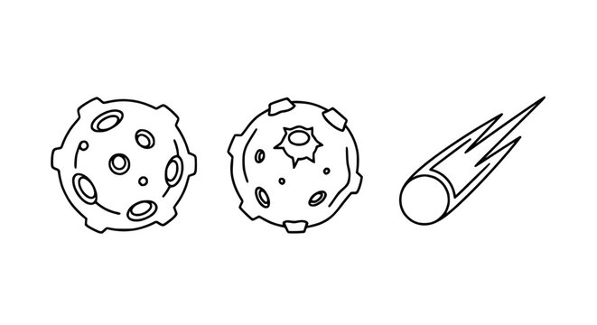 Asteroid and Comet Icons: Space Rocks and Meteor Illustration