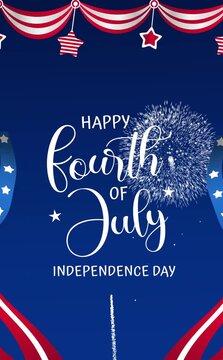4th of july greeting videos for independence day celebration. Suitable for digital marketing, vertical social media, invitations, and festive promotions.