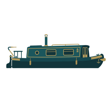 Narrowboat canal boat illustration.