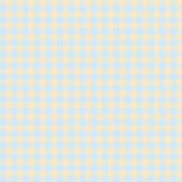Seamless pale blue and cream gingham check pattern. Soft minimalist chequerboard plaid background for fabric, tablecloth, wallpaper, and textile design.