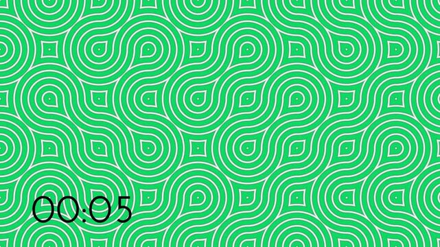 A vibrant green background features a mesmerizing, seamless geometric pattern of interlocking circles. This modern, abstract design creates a visually engaging and endlessly looping backdrop.