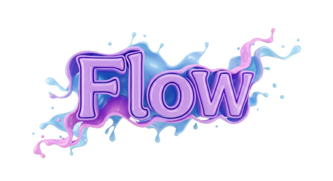 Vibrant 'Flow' Logo with Liquid Splash Effect