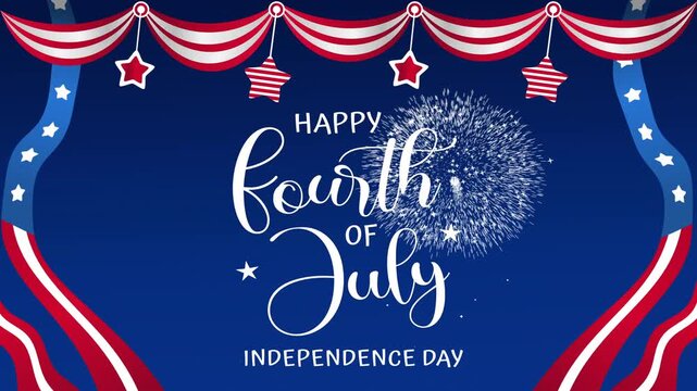 4th of july greeting videos for independence day celebration. Suitable for digital marketing, social media, invitations, and festive promotions.