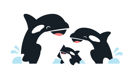 Cute Cartoon Orca Whale Family Illustration © Laris
