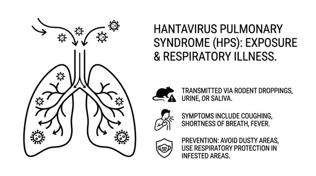 Hantavirus Pulmonary Syndrome Infographic Medical Illustration.