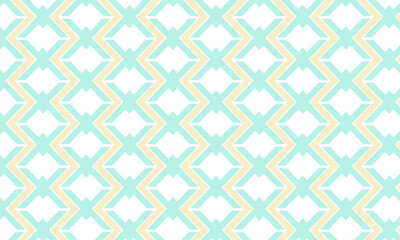 Fototapeta premium Modern seamless vector pattern with mint green and pastel yellow zigzag lattice on white background