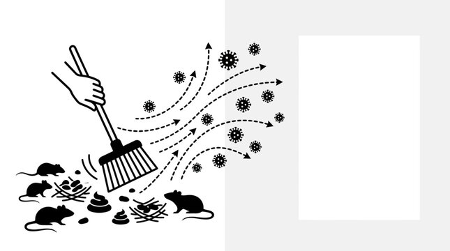 Illustration of cleaning rat infestation and spreading germs concept.