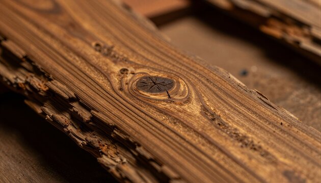 Natural Wood Grain Texture Detail Macro Shot with Warm Lighting Asset