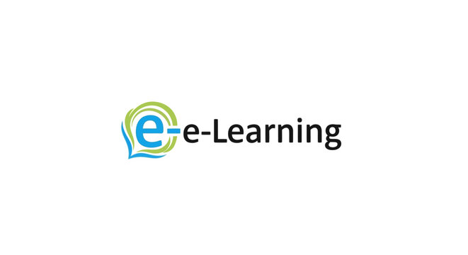 E learning logo design for education and online courses on white